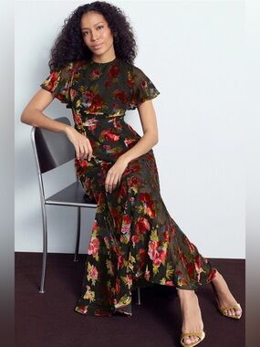 Rixo floral velvet maxi dress